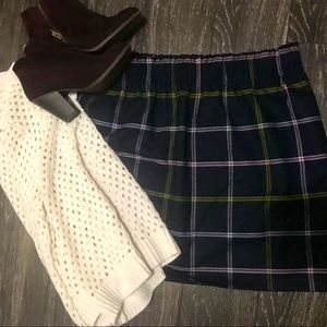 J Crew Navy Plaid Sidewalk Skirt (with pockets)!